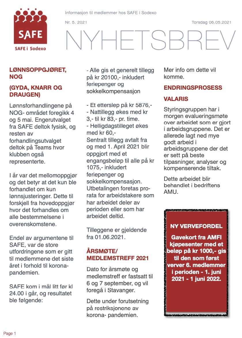 Lønnsoppgjøret NOG, endringsprosess, Valaris, årsmøte 2021